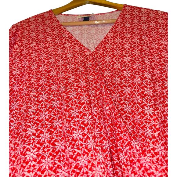 Universal Thread Red & White Cropped Wrap Blouse Women's Size Large Boho Western - Picture 3 of 7